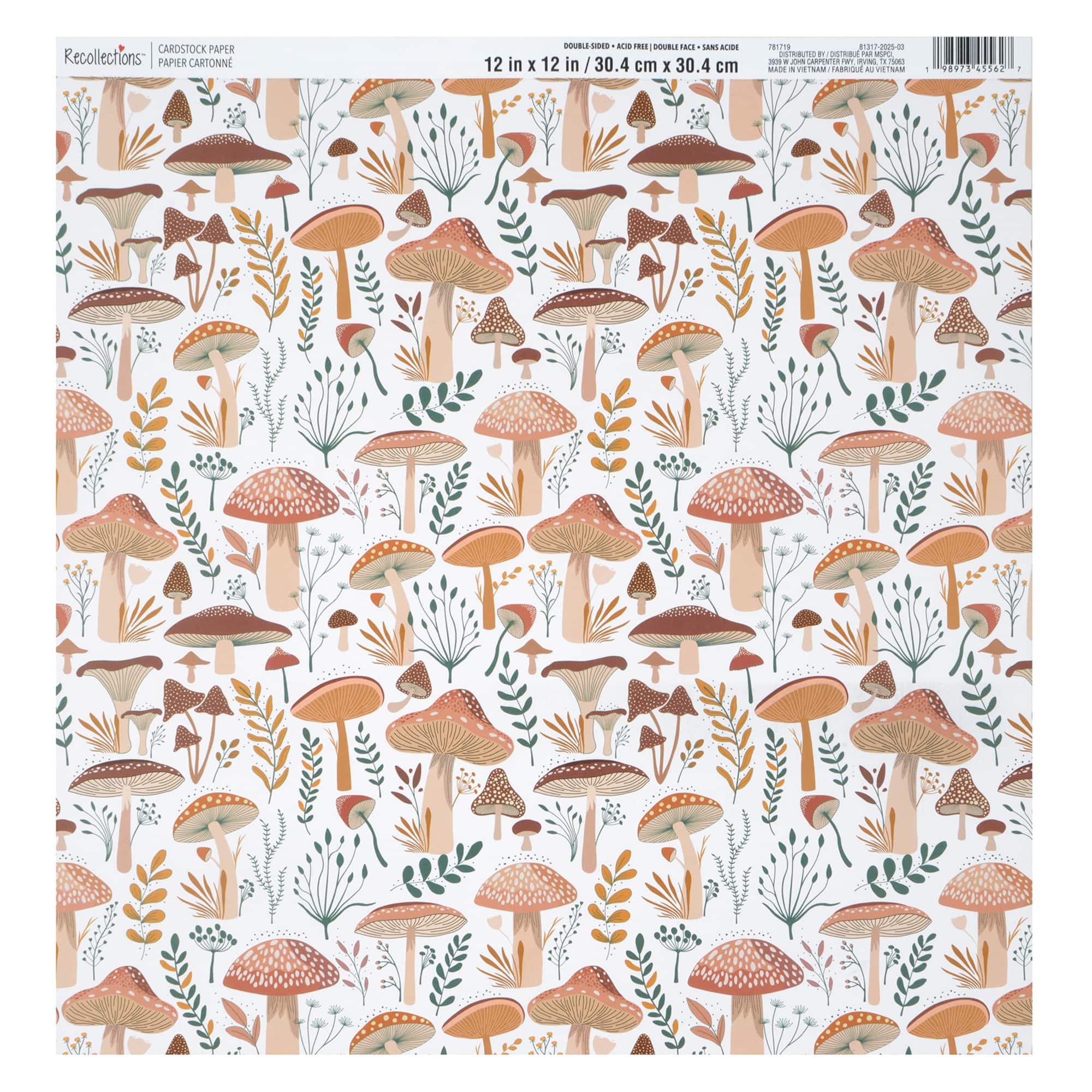 12" x 12" Double-Sided Orange Mushroom Cardstock Paper by Recollections™